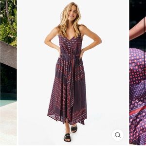 Xirena Karolina Dress: Navy and Red Patterned Maxi Dress. New with tags